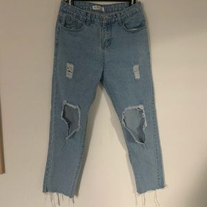 High-Waisted Ripped Mom Jeans